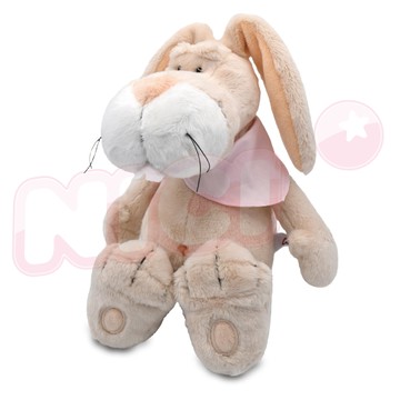 【NICI】91209_25cm復古大耳兔坐姿玩偶-米白