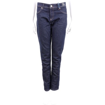 VERSACE 字母刺繡標誌深藍色微直筒牛仔褲