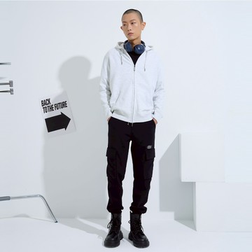 【ERSS】男裝 運動褲 休閒褲 棉褲 束口褲 黑色運動褲 縮口褲  褲管束口 腰圍抽繩 黑色【S60124】