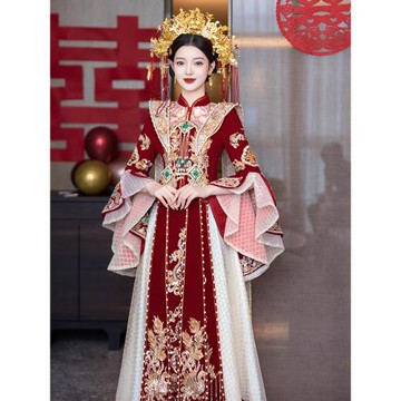 出閣大碼秀禾服婚服2025新款鳳冠霞帔高端重工龍鳳褂嫁衣出嫁結婚