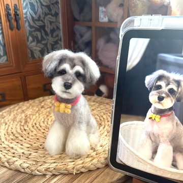 羊毛氈客製化寵物|史納莎|仿真擬真狗狗包玻璃罩|生日情人送禮物