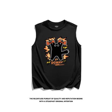 【power爆炸貓】速干背心夏季寬松冰絲涼感無袖t恤