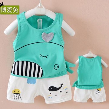 2025新款男童背心套裝夏裝寶寶無袖兩件套薄款夏季小童裝嬰兒衣服