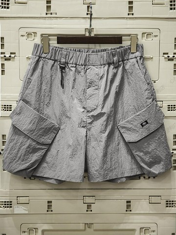 馬登工裝山系戶外多口袋格紋短褲機能薄款尼龍灰色直筒五分褲男夏