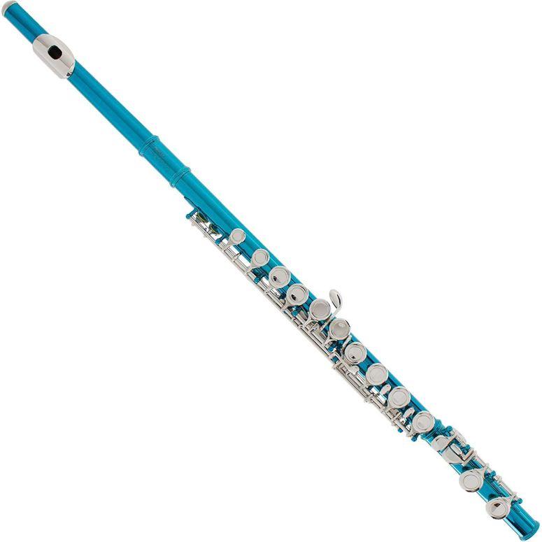 Mendini by Cecilio Sky Blue Closed Hole C Flute with Stand, Year Case, Cleaning Rod,