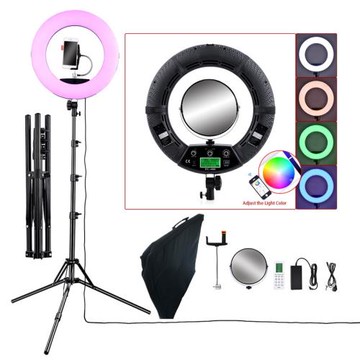 主播新品全彩RGB環形燈LED補光燈彩色美光燈光新品視頻設備