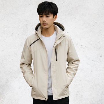 【億子洪】防水防風登山外套  加絨厚款-米白XL【1899】