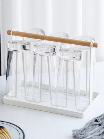日式家用水杯架收納茶杯掛杯架創意杯架玻璃杯瀝水倒掛置物架實木