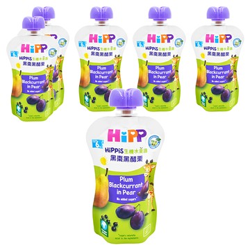 HiPP 喜寶 生機水果趣 黑棗黑醋栗 梨子口味 100%生機水果製成 不額外添加糖  100g  6包