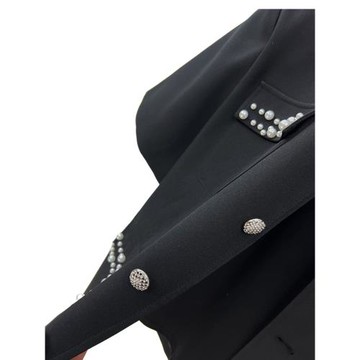 夏季純色短袖夾克外套男生潮流設計感珍珠小香風短款寬松墊肩夾克