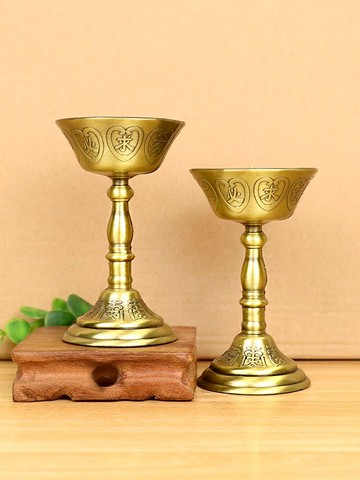 復古小臺佛前神供奉用品中仿古佛堂家用蠟臺品