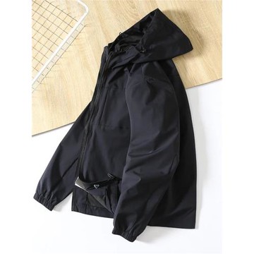 黑武士 戶外防風防水 秋季男士寬松連帽沖鋒衣輕便多口袋夾克外套