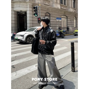 【PORY STORE】韓系clean fit 復古運動褲 棉褲 實拍 百搭 落地褲 長褲 棉長褲
