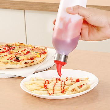 擠壓式擠醬瓶透明尖嘴硅膠瓶番茄醬蜂蜜奶油沙拉醬耗油塑料調料瓶