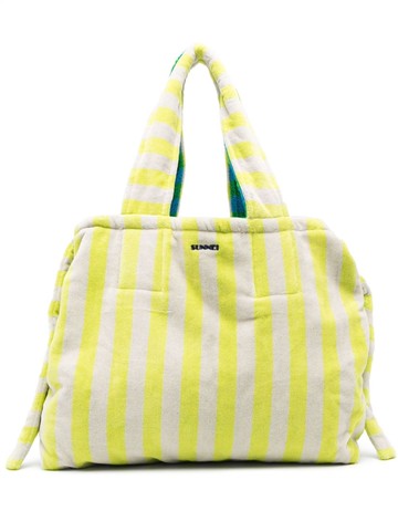 Sunnei - Towel stripe-detail beach bag - unisex - Cotton - One Size - Blue