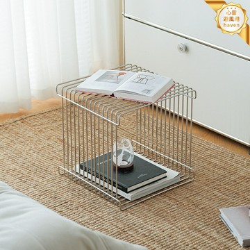 【創意組合】金屬邊幾 邊幾 茶几 床頭櫃 收納架 書報架 丹麥設計師款 不鏽鋼線條 中古風 臥室客廳多功能