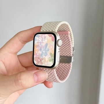 【台灣出貨】拼色錶帶 尼龍編織錶帶 適用APPLE WATCH S11 10 9 8 SE 蘋果錶帶 46mm 女士錶帶
