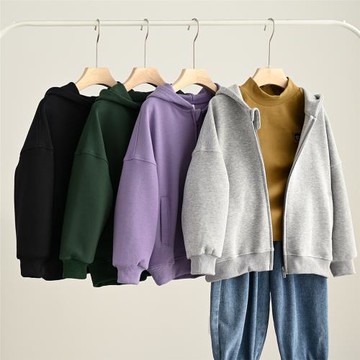 兒童珠地棉連帽外套 男女童帽衫 中大童開衫 山東網店春秋款寬松