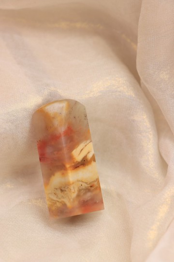 【日好手工刻印・開戶寶寶姓名單章】橘黃色巴林石 D21