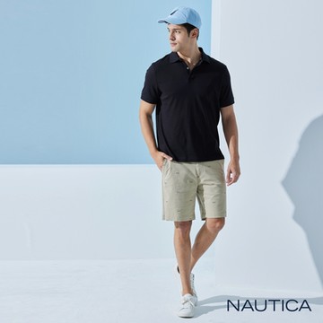 NAUTICA男裝 滿版船槳圖騰印花休閒短褲-卡其色