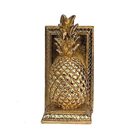 A＆B Home Decorative Bookends Resin Pineapple Bookends for Heavy Book Gold Home Decor Accent Library Office Home Shelf Decoration 10 inch