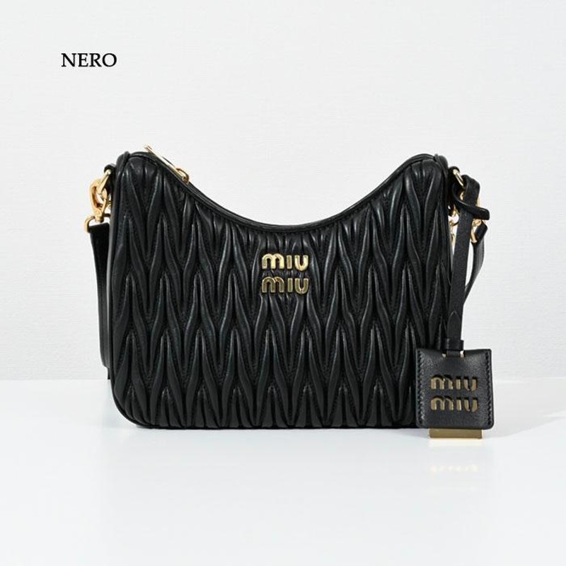 MIUMIU ミュウミュウ マテラッセレザー ハンドバッグ 5BA258 レザー ブラック NERO バッグ 強し