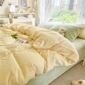 加厚保暖牛奶絨床上四件套雙面寶寶絨被套法蘭絨床品冬季床單床笠