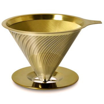 Driver 鈦 黃金流速濾杯 附底盤 ECO Coffee Filter Titanium Edition 第二代自動導流 1-2cup  鈦黃金流速濾杯 + 底盤  1個