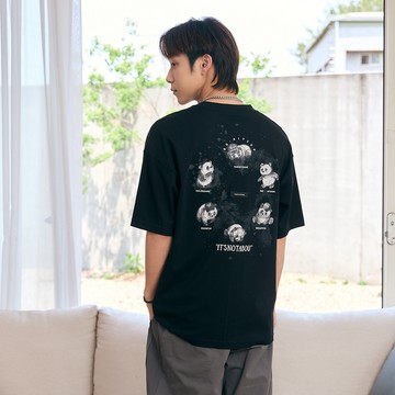 LAKING_手繪厭世貓熊背圖短T