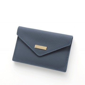 ANNA DOLLY 優雅信封式真皮多卡短夾 煙藍