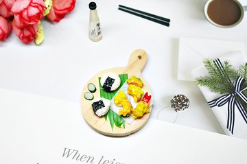 =>黏土系列-日式早餐套餐 -可製作成鑰匙圈 /磁鐵 /純裝飾品