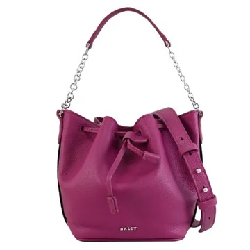 BALLY 6310059 BALLM 金屬LOGO迷你兩用束口水桶包.紫