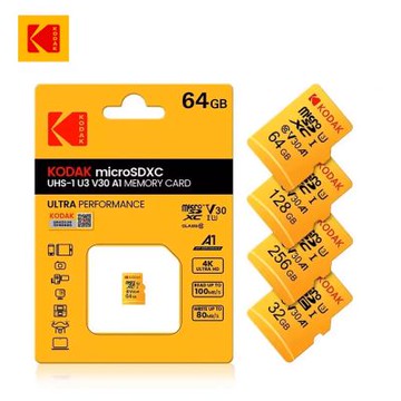 柯達KODAK MicroSD 32GB (UHS-I U3/V30/A1)高速記憶卡-黃色