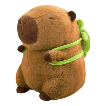 水豚君 卡पी巴拉 動物抱枕娃娃 30CM 烏龜背包款