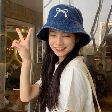 👒台灣現貨實拍👒174#蝴蝶結牛仔漁夫帽 漁夫帽 水桶帽 帽子 防曬帽 遮陽帽 盆帽 戶外登山帽 釣魚帽 牛仔漁夫帽