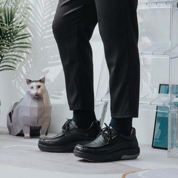 【率性百搭】MIT手工磁震空氣男鞋。真皮。墨黑5166
