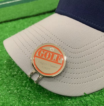 【FulgorJewel】高爾夫球標 客製化果嶺標 磁吸式帽夾 GOLF橘色款