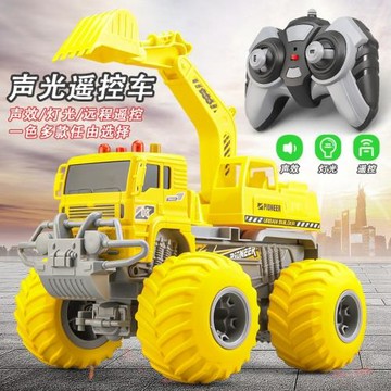 兒童遙控工程車系列挖掘機男孩運輸車攪拌車玩具跨境汽車模型禮物