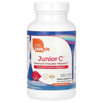 Zahler, Junior C，高階可咀嚼維生素 C，天然橙味，250 毫克，90 片咀嚼片