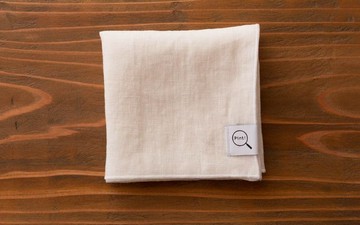 【再到貨】亞麻手帕（米白 × 白色）