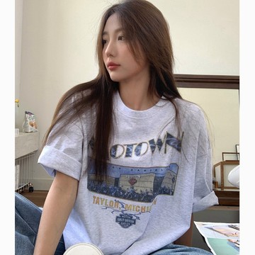 【鹿向南】100%純棉T恤  衣服 t恤 韓版上衣 短袖上衣 oversize t恤 寬鬆 印花 t恤 夏季