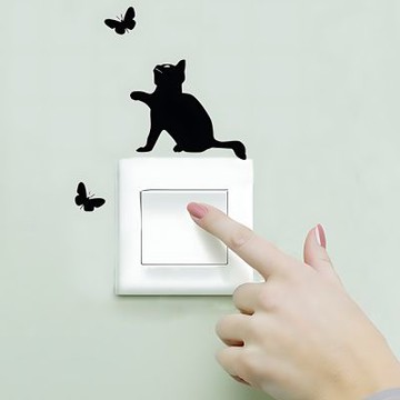 【MR.ZAKKA】創意萬用裝飾貼紙-動物主題 可愛黑貓蝴蝶剪影 兒童房布置 DIY可移式壁貼 無痕壁貼 牆貼