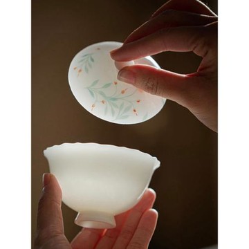 棠頌丨手工手繪泡茶碗陶瓷二才蓋碗茶杯功夫茶具薄胎白瓷家用中式