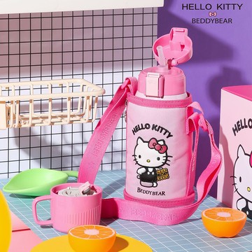 beddy bear 杯具熊 粉紅背帶kitty保溫杯