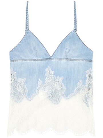 Diesel - DE-MONY-S DENIM CAMI W LACE INSERT - women - Cotton/Lyocell/Modal - M - Blue