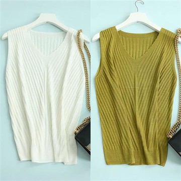 【米蘭精品】現貨+預購 頂級法式緞面背心絲質上衣名媛絲綢冰絲質襯衫-寬鬆V領針織氣質女上衣4色74lt10