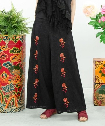 【熱門預購】玫瑰刺繡喇叭褲 (3色) IAC-6112