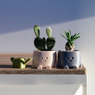 【療癒桌上小物】【多肉盆栽】可愛小花盆/療癒打印所-微笑君