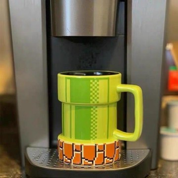 超級瑪麗馬裏奧遊戲週邊水管造型杯陶瓷水杯馬克杯通關管道咖啡杯