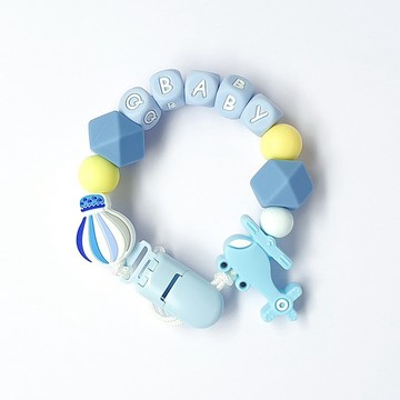 客製化 QBABY 熱氣球 直升機 奶嘴鏈